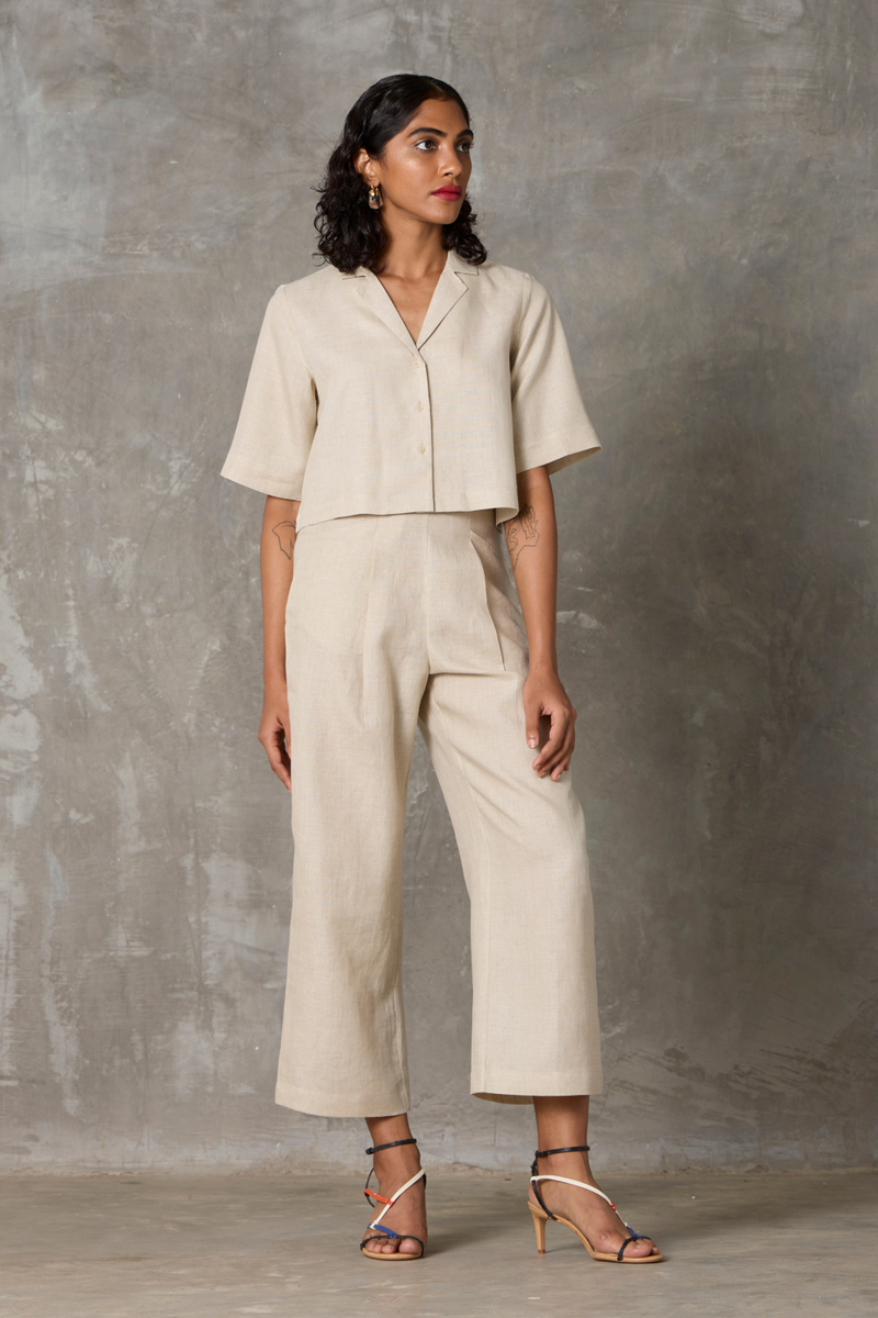 Clyde Pant - Beige linen by The Summer House in beige color for women Worldwide