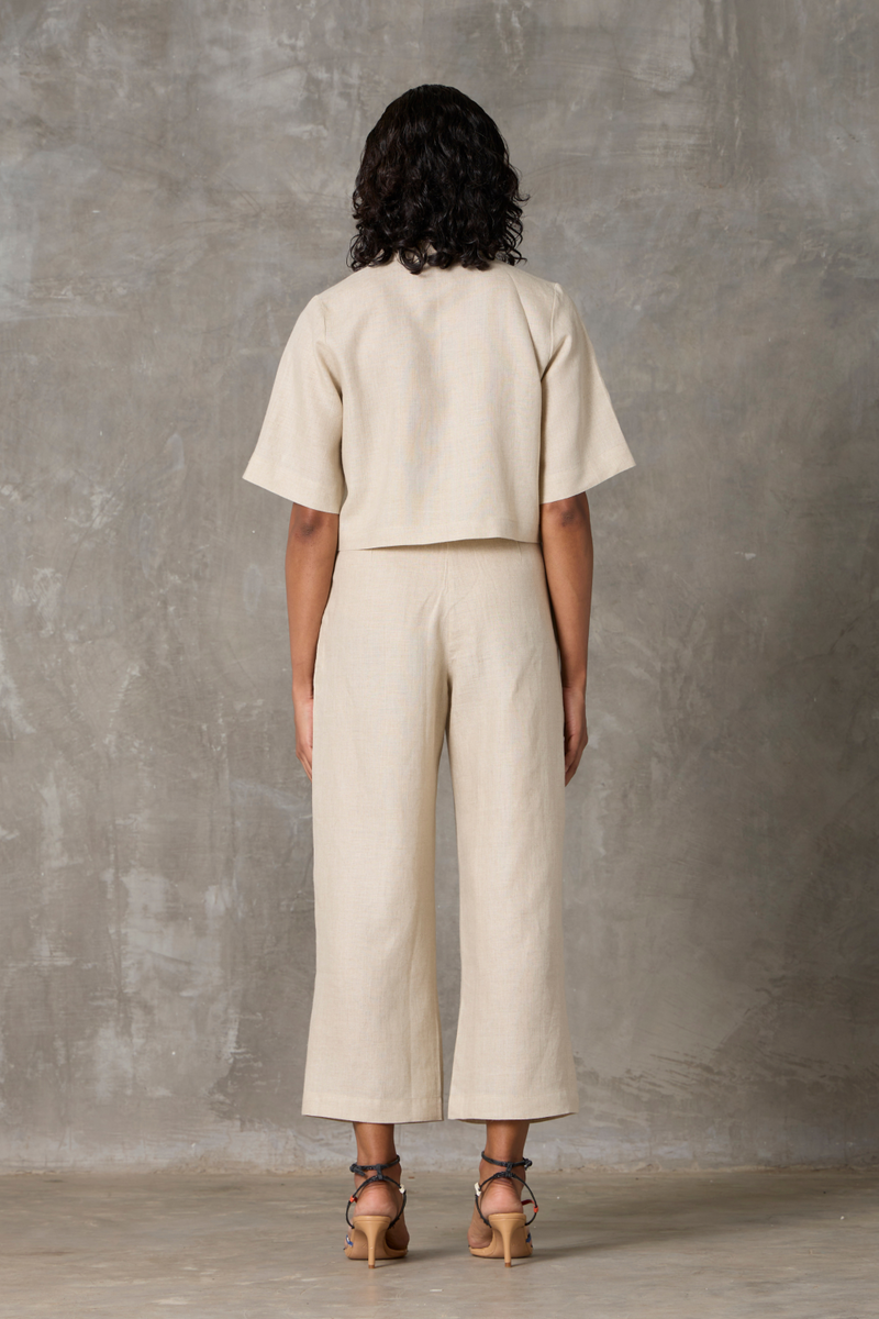Clyde Pant - Beige linen by The Summer House in beige color for women Worldwide