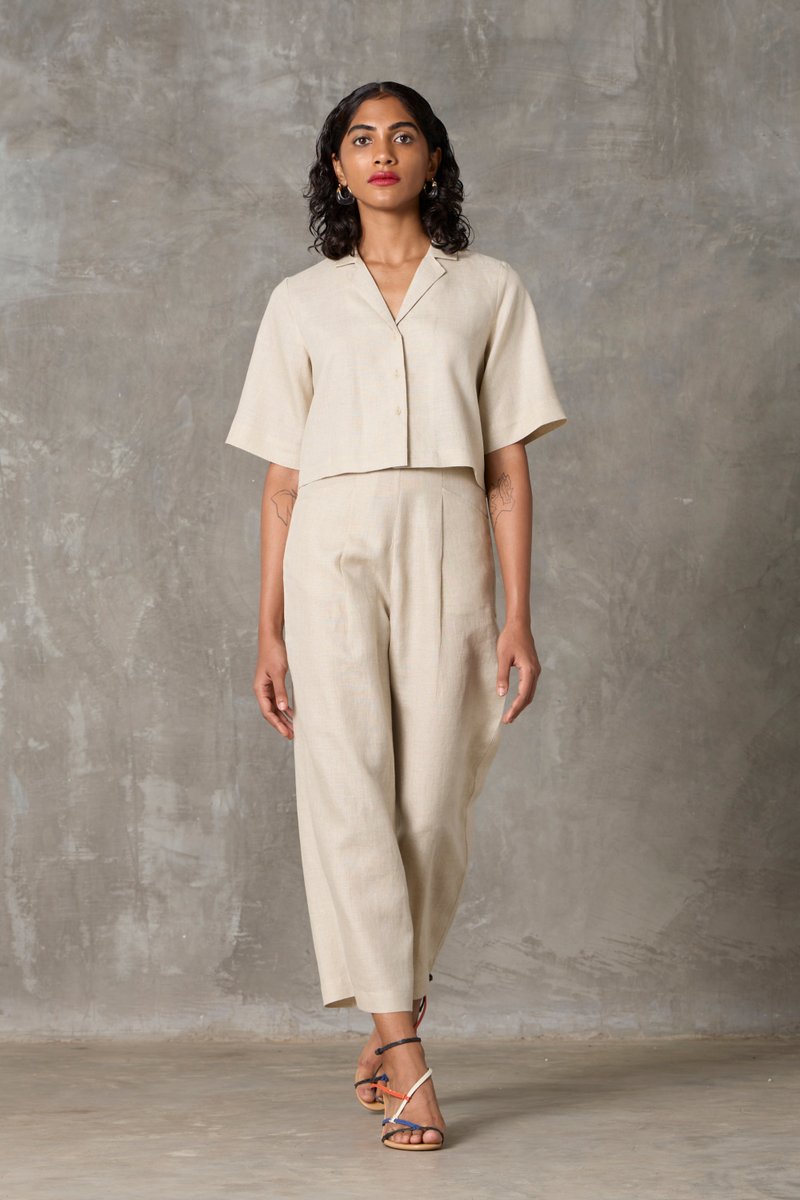 Clyde Set - Beige linen by The Summer House in beige color for women Worldwide