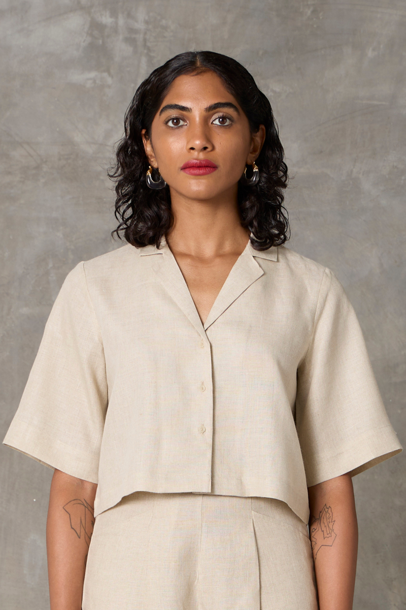 Clyde Set - Beige linen by The Summer House in beige color for women Worldwide
