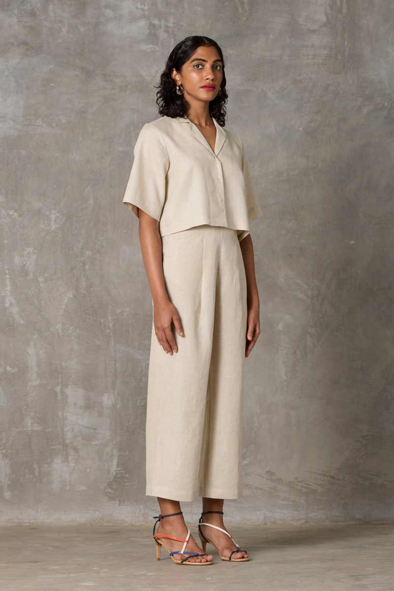 Clyde Set - Beige linen by The Summer House in beige color for women Worldwide