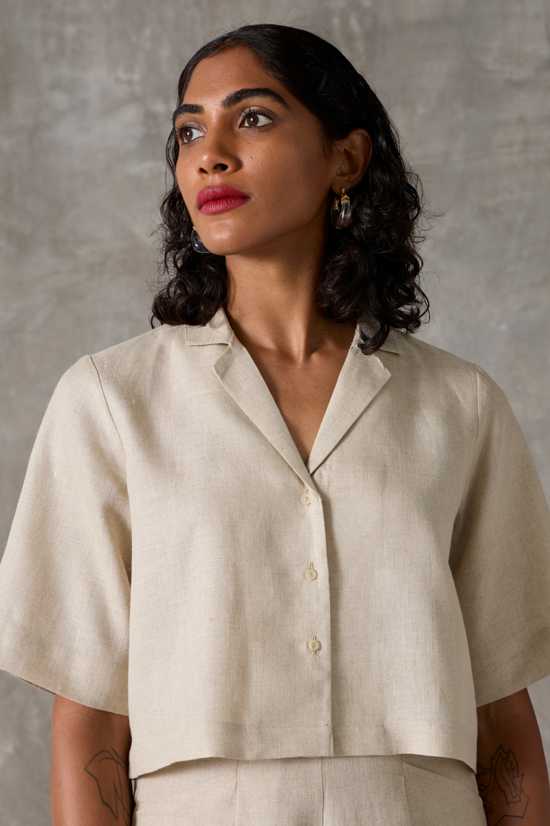 Clyde Top - Beige linen by The Summer House in beige color for women Worldwide