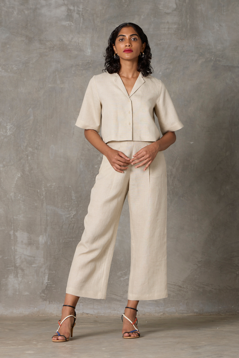 Clyde Top - Beige linen by The Summer House in beige color for women Worldwide