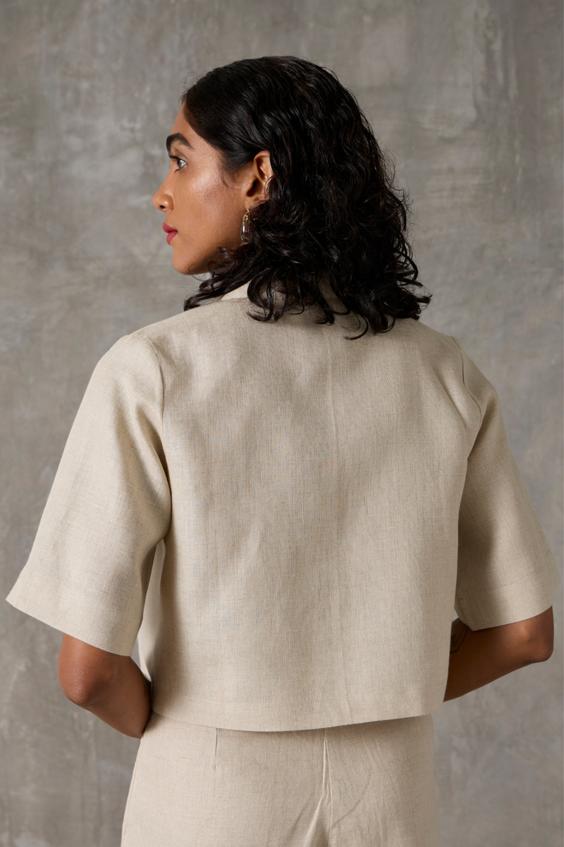 Clyde Top - Beige linen by The Summer House in beige color for women Worldwide