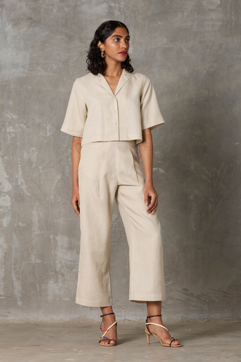 Clyde Top - Beige linen by The Summer House in beige color for women Worldwide