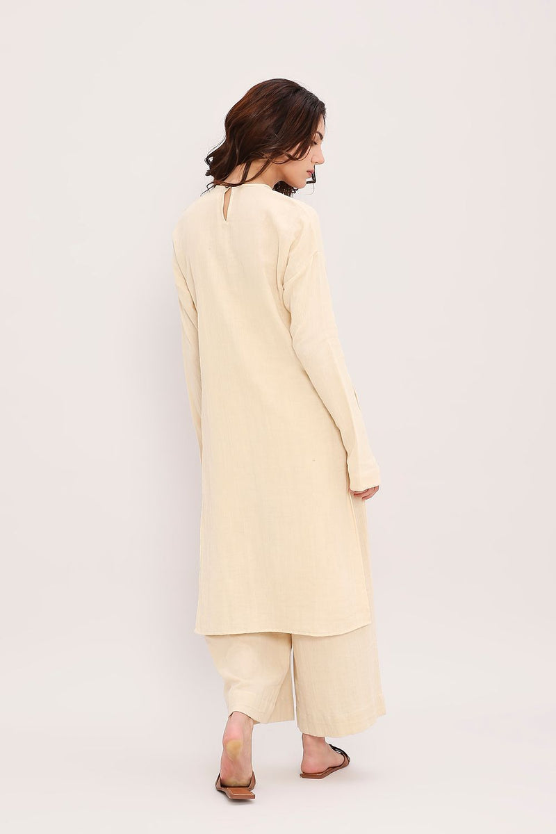 Coco Cream Embroidered Coord Set (2 PCS) cotton by Mati for women Worldwide