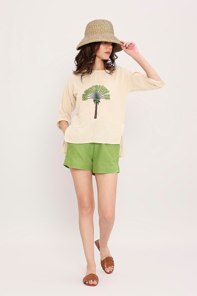 Coco Cream Embroidered Top cotton by Mati for women Worldwide