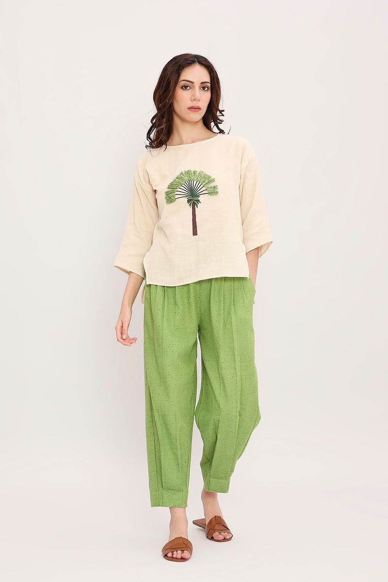 Coco Cream Embroidered Top & Pants Set (2 PCS) cotton by Mati in multi color for women Worldwide