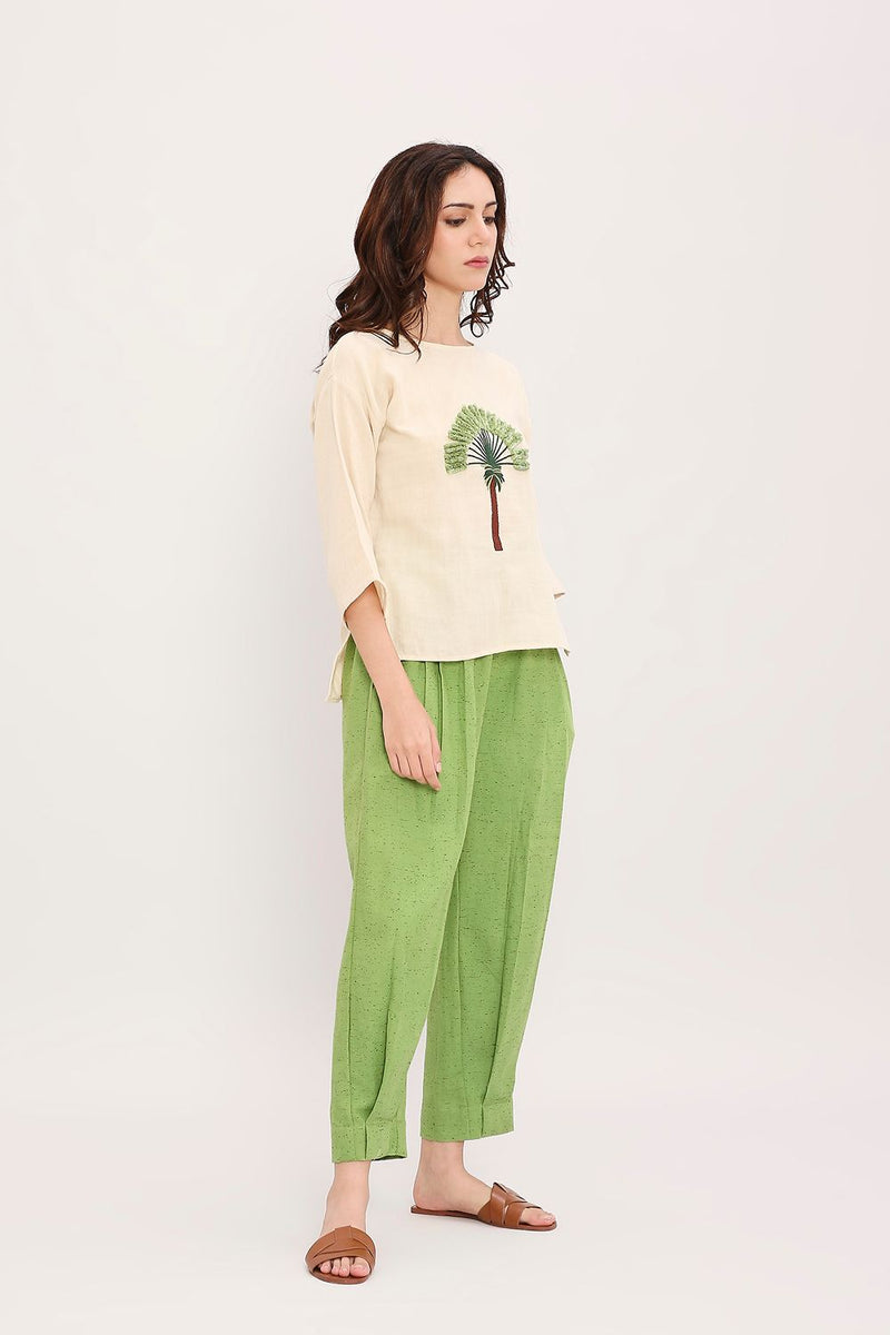 Coco Cream Embroidered Top & Pants Set (2 PCS) cotton by Mati in multi color for women Worldwide