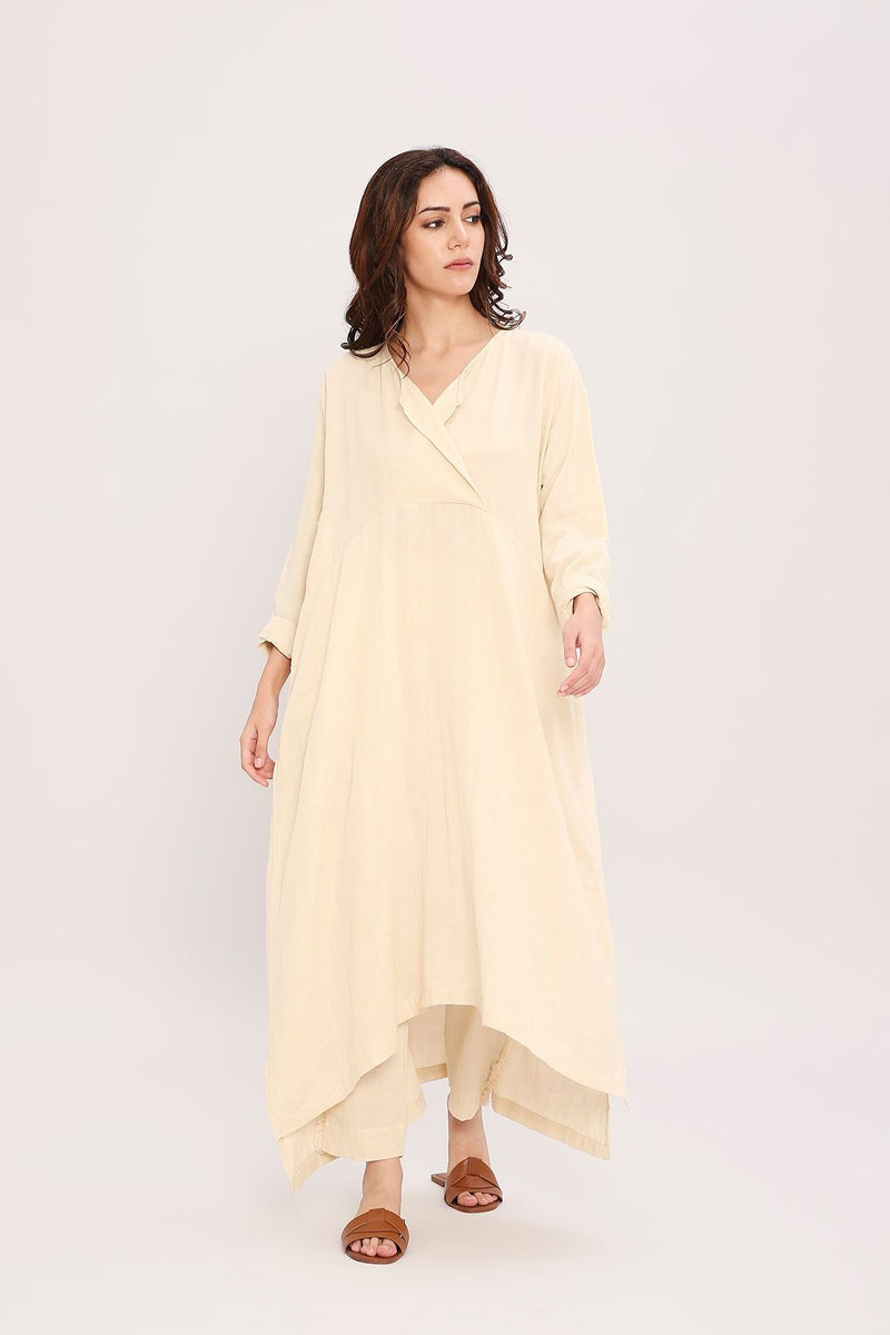 Coco Cream Kaftan Tunic Set (2 PCS) cotton by Mati for women Worldwide