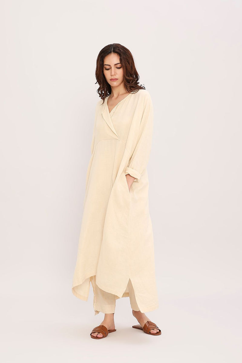 Coco Cream Kaftan Tunic Set (2 PCS) cotton by Mati for women Worldwide