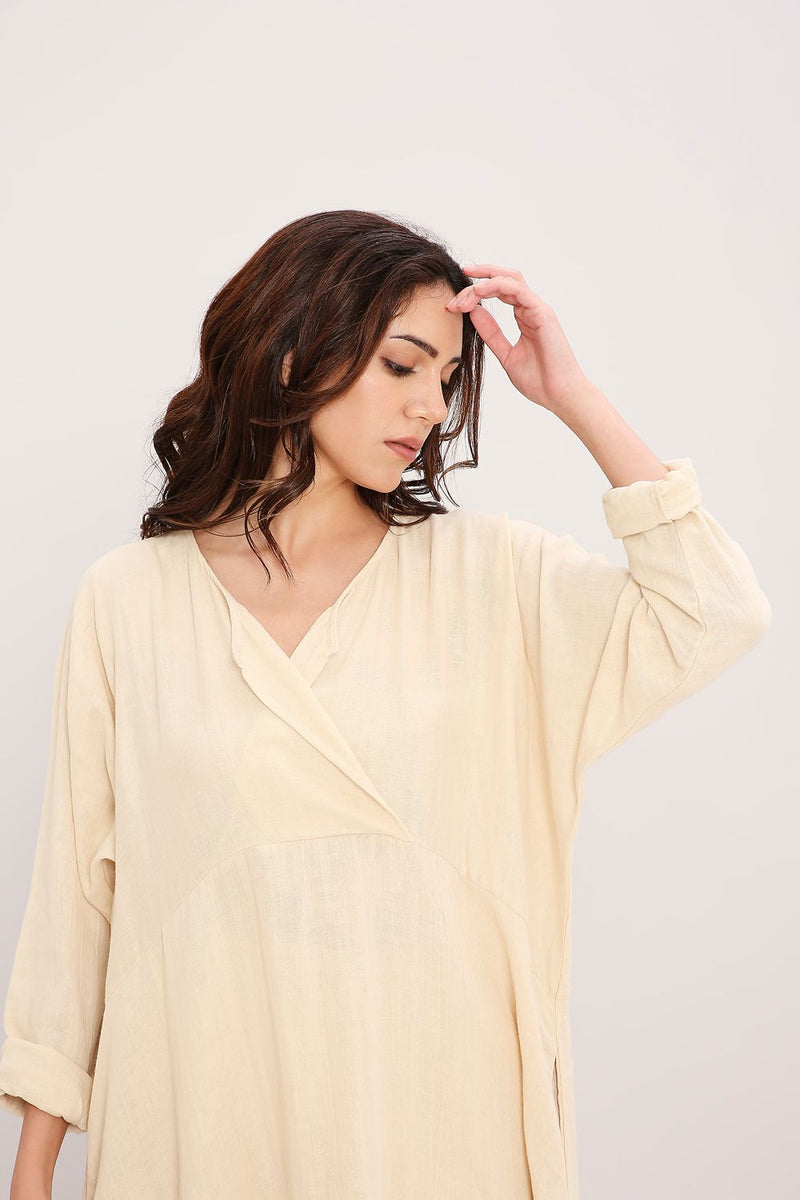 Coco Cream Kaftan Tunic Set (2 PCS) cotton by Mati for women Worldwide