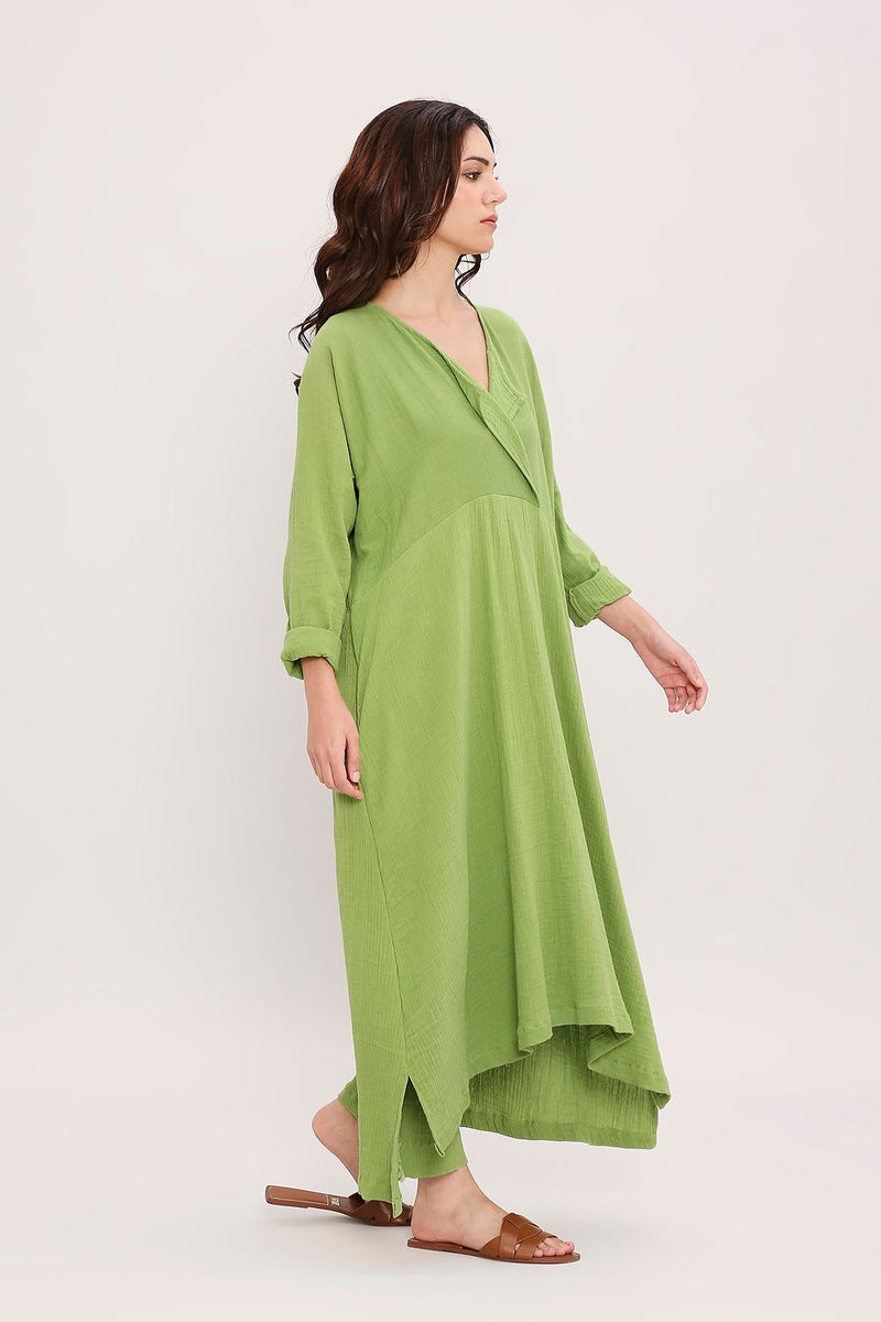 Coco Green Kaftan Tunic cotton by Mati in green color for women Worldwide