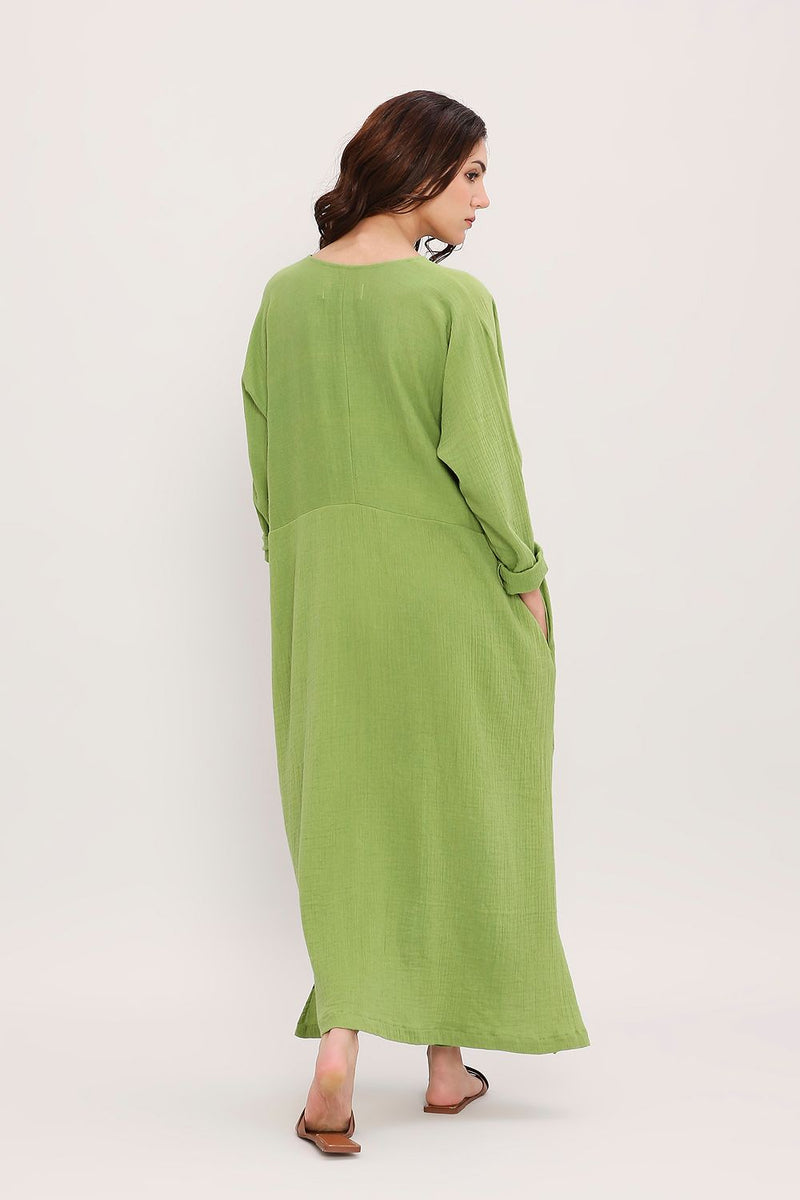 Coco Green Kaftan Tunic cotton by Mati in green color for women Worldwide