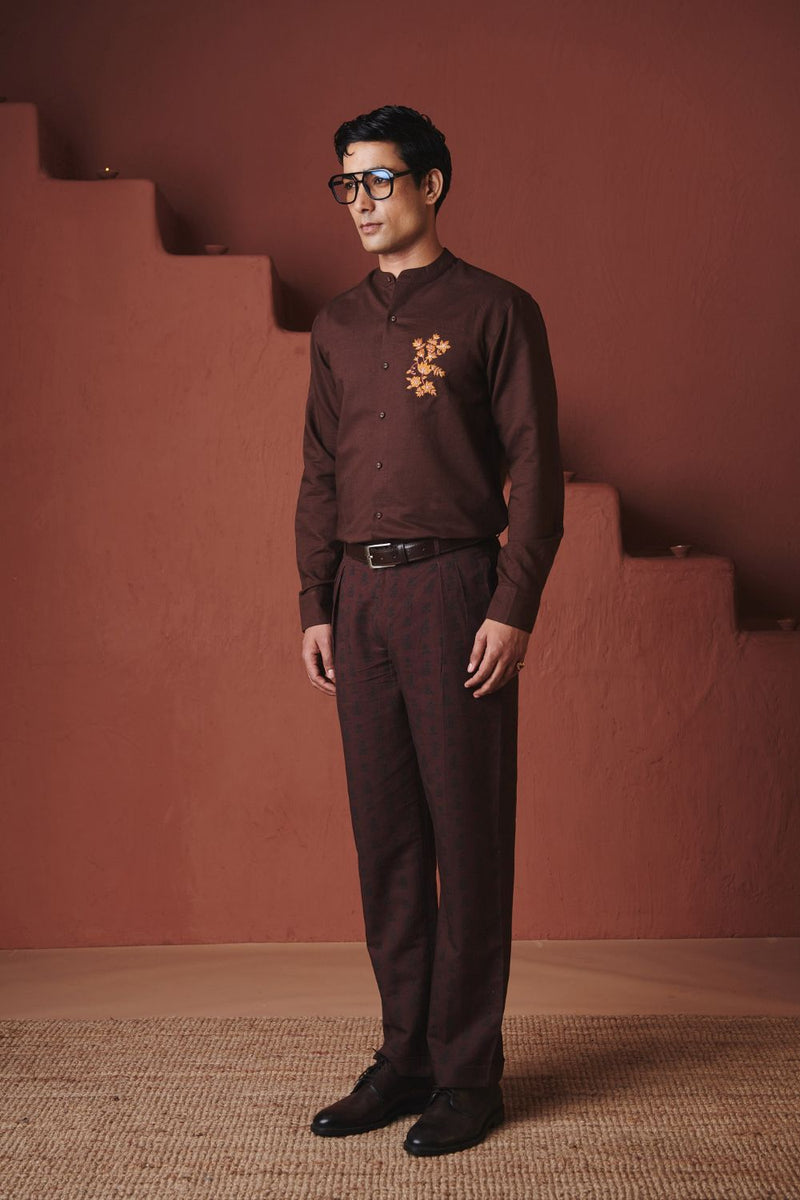 Coffee Buta Co Linen Men's Pleated Tapered Pants