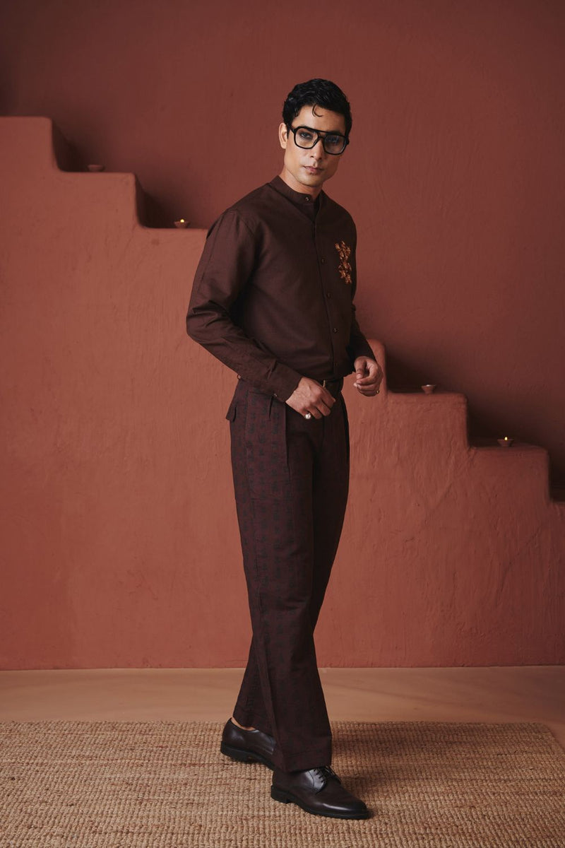 Coffee Buta Co Linen Men's Pleated Tapered Pants