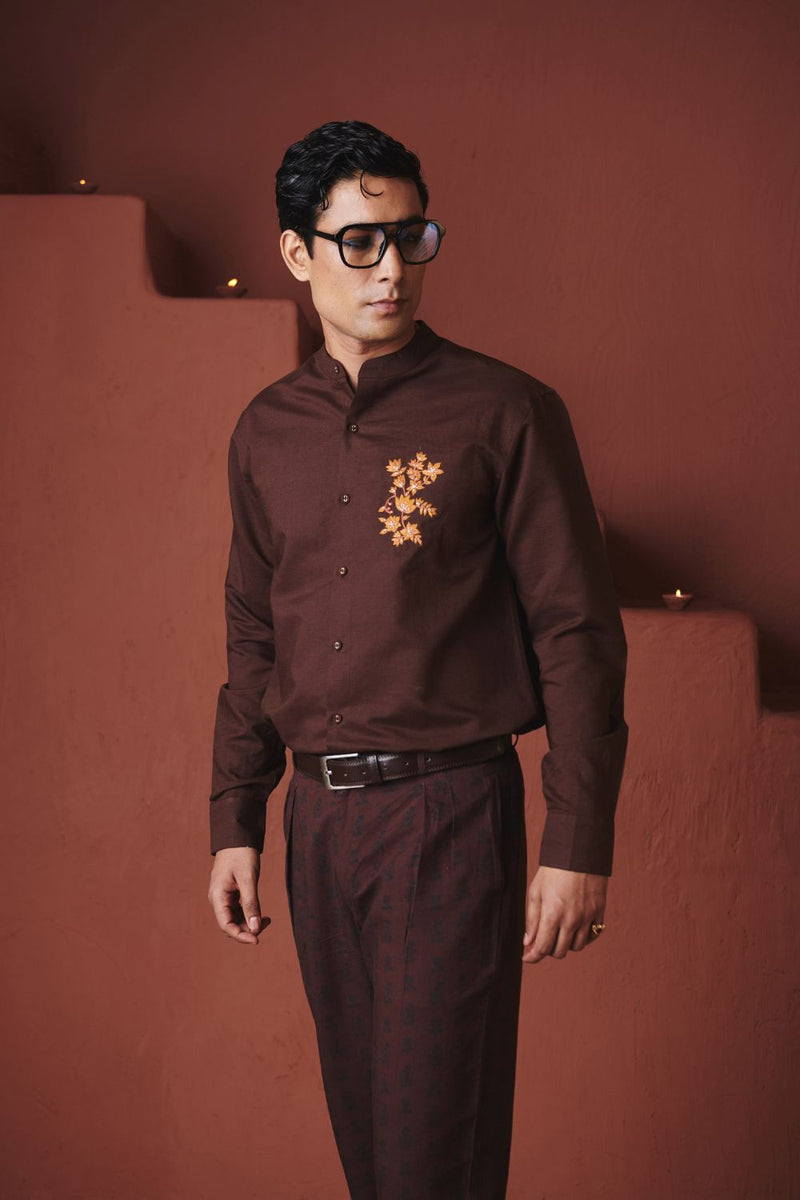 Coffee Buta Co Linen Men's Pleated Tapered Pants