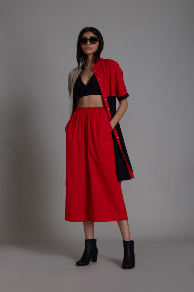 Colour Block Set (3 PCS) Co-ord Set by Mati in red color for women Worldwide