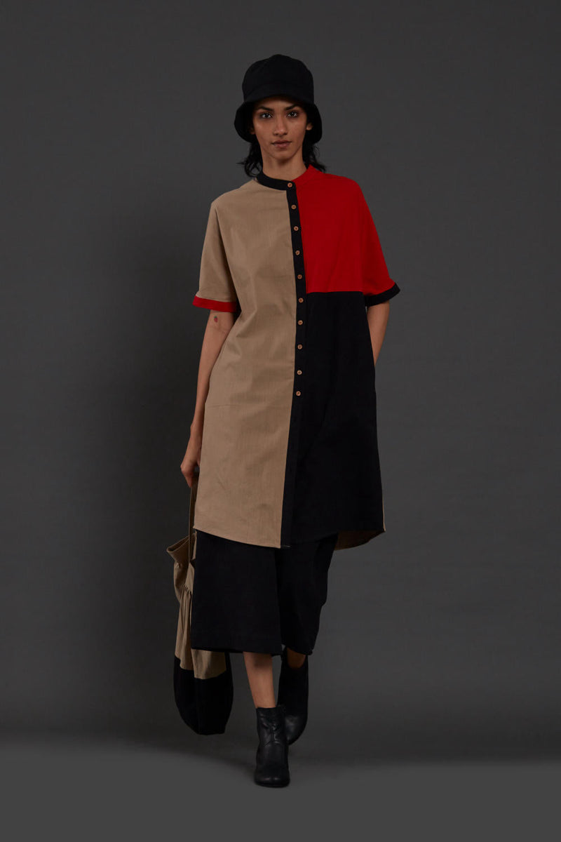 Colour Block Co-ord Set Co-ord Set by Mati in red color for women Worldwide