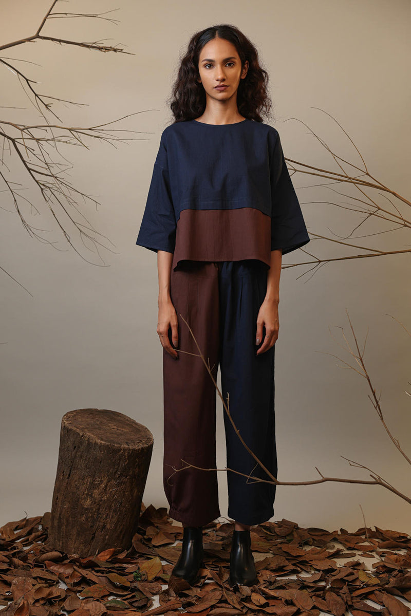 Colour Block Ekin Set (2 PCS) 100% cotton by Mati in multi color for women Worldwide
