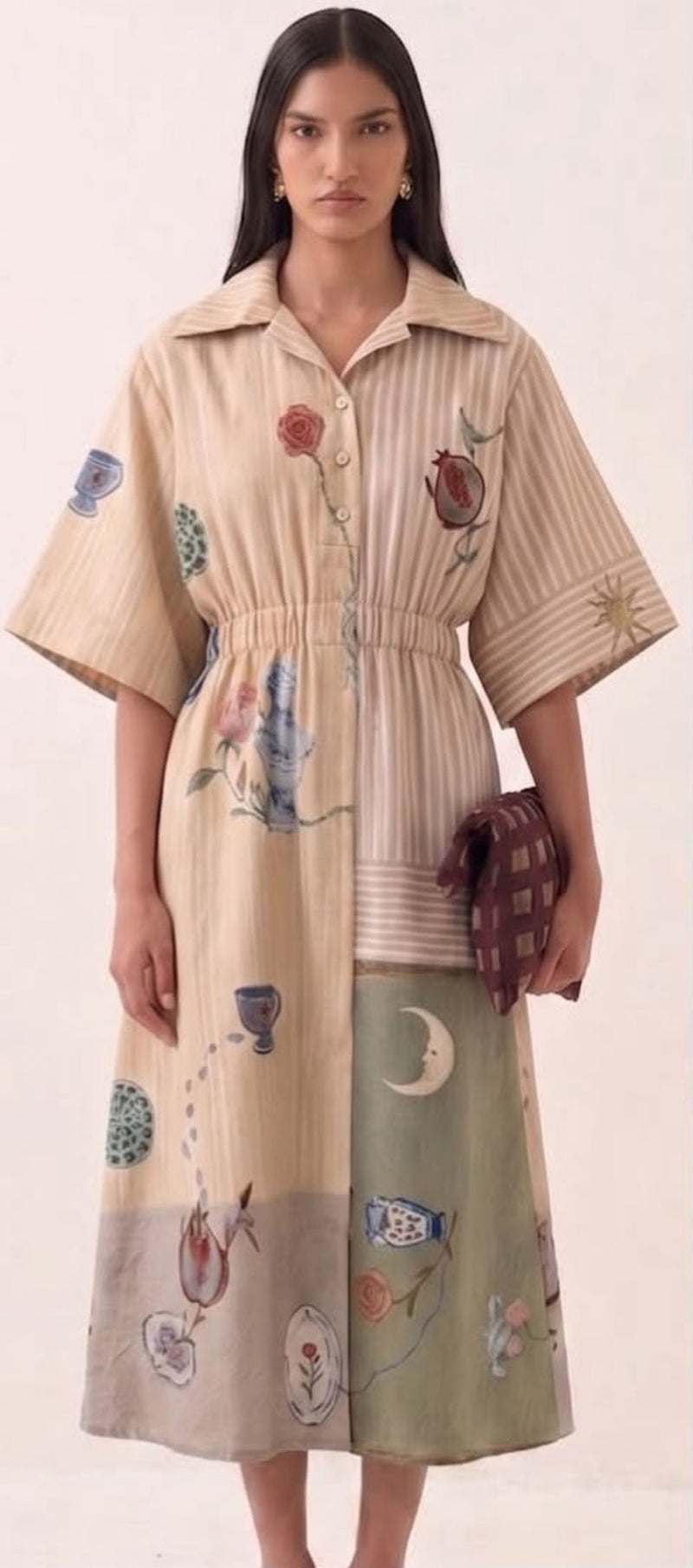 Nakshatra Poem Dress poplin dress by O'Frida in multi-color for women Worldwide