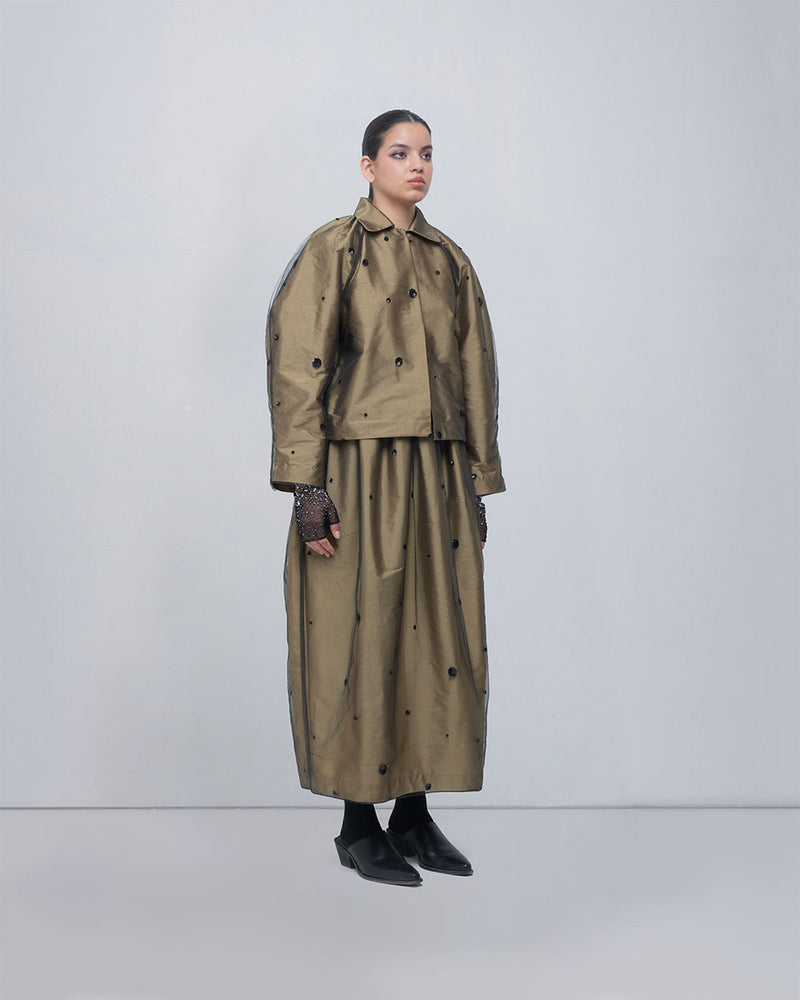Lacy Jacket viscose jacket/overlay by Leh Studios in golden, black for women Worldwide