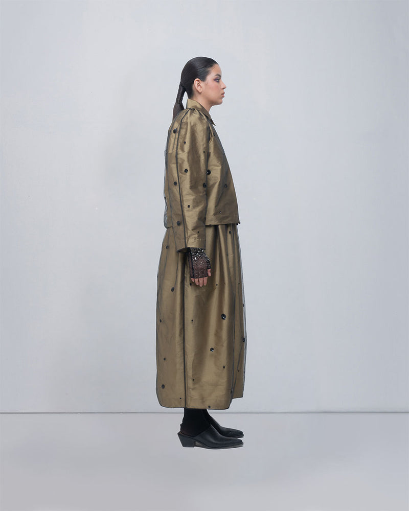 Lacy Jacket viscose jacket/overlay by Leh Studios in golden, black for women Worldwide