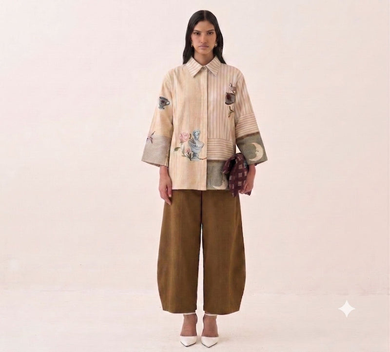 Nakshatra Ivy Shirt poplin top/shirt by O'Frida in multi-color for women Worldwide