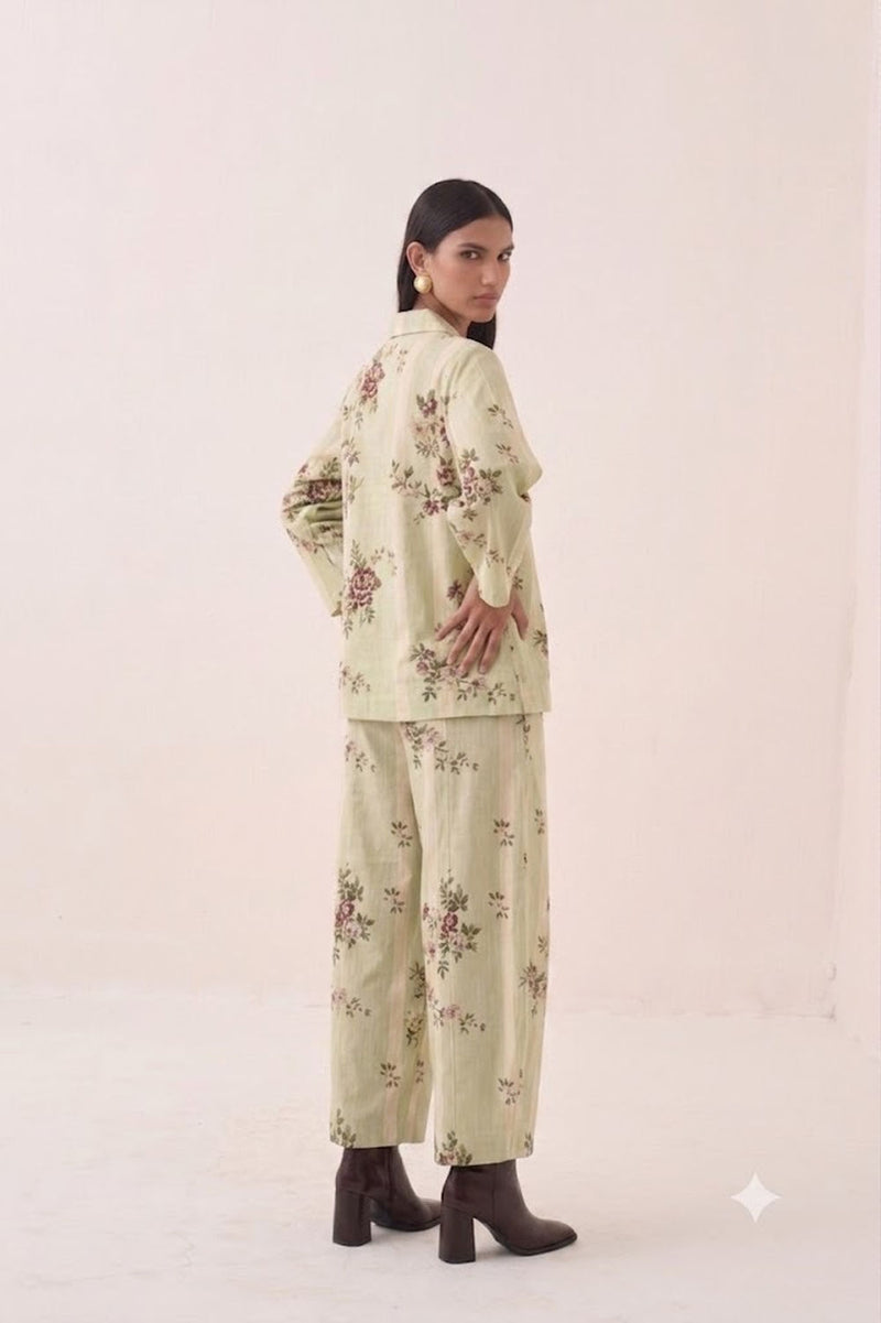 Bagiya Barrel Pants cotton slub pant/trouser by O'Frida in green for women Worldwide