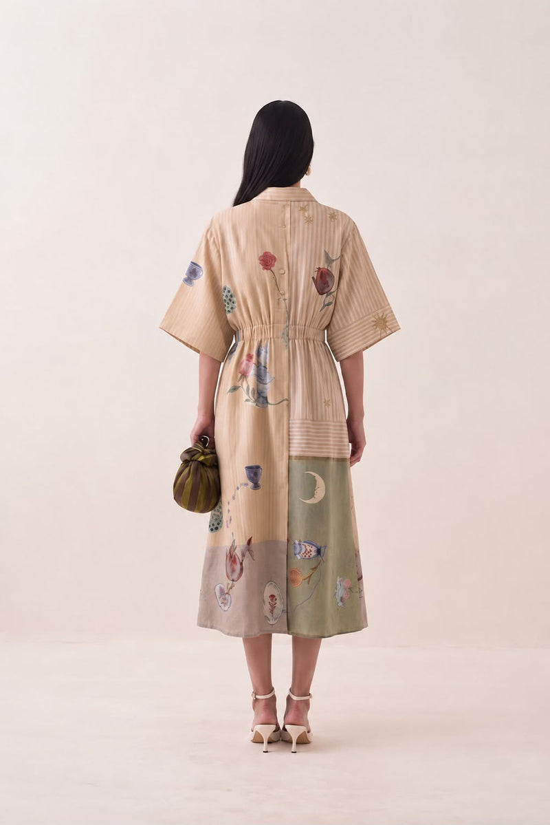 Nakshatra Poem Dress poplin dress by O'Frida in multi-color for women Worldwide