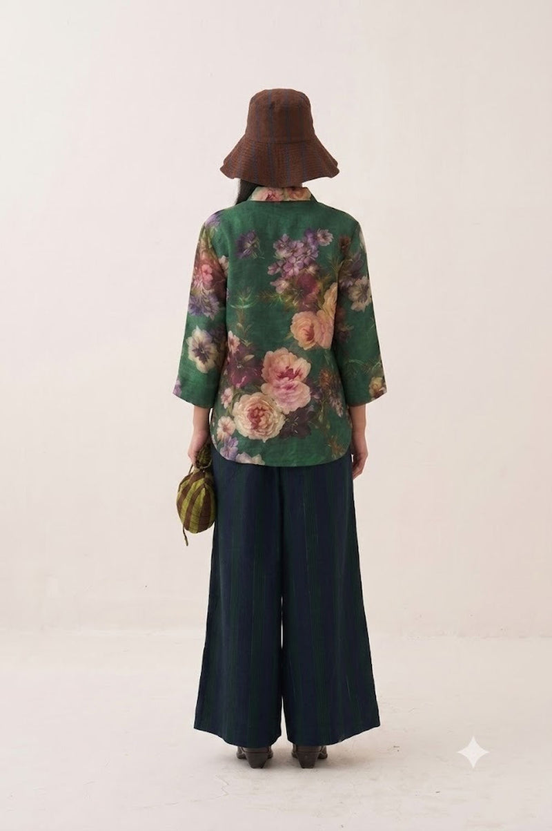 Rosarium Ivy Shirt cotton dobby top/shirt by O'Frida in green for women Worldwide