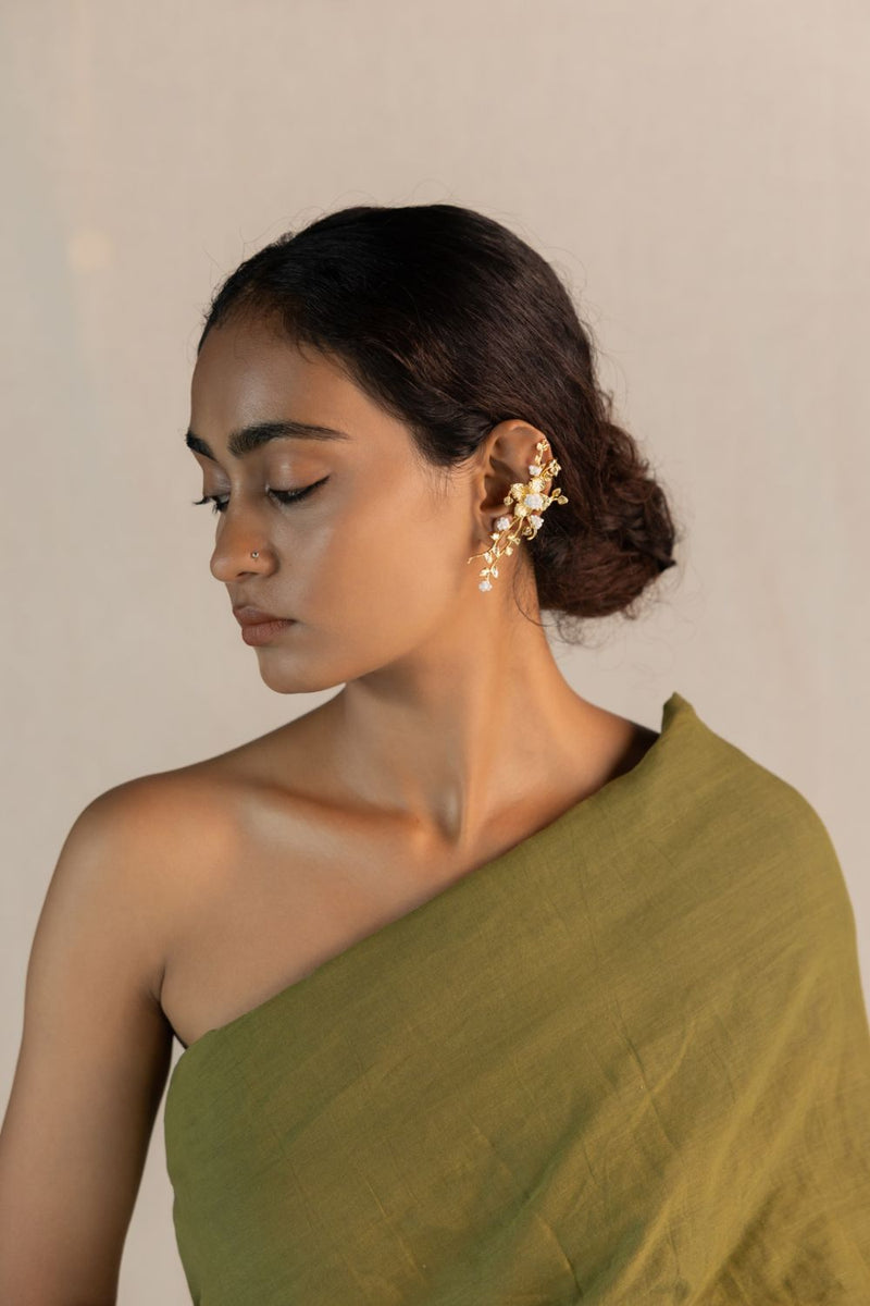 Nirjala 18k gold plated on brass earring by Aarjavee in gold for women Worldwide