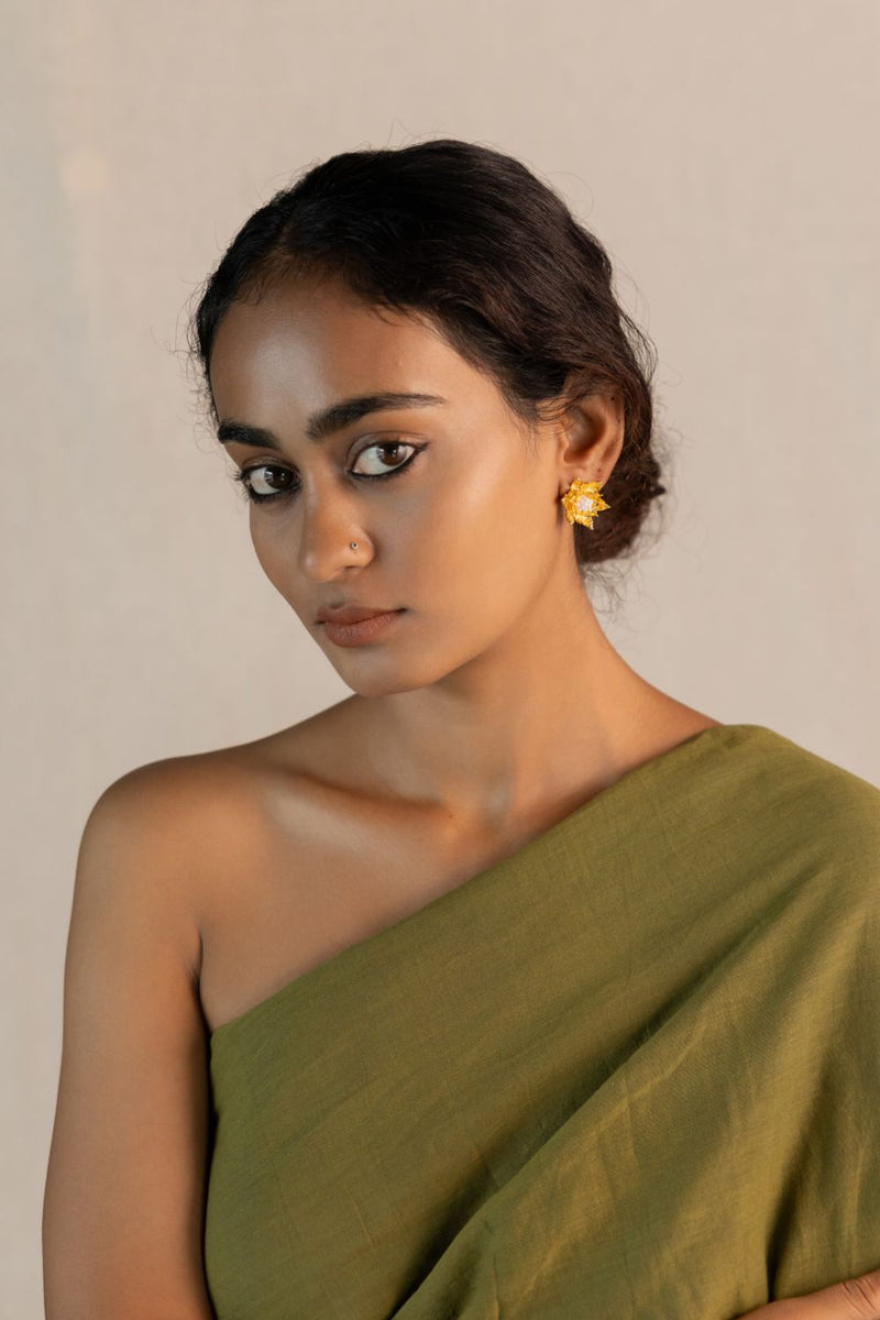 Parna 18k gold plated on brass earring by Aarjavee in gold for women Worldwide