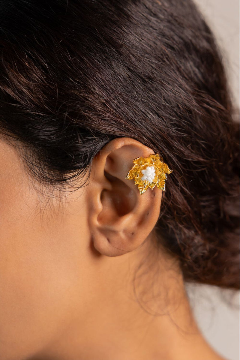 Parna Cuff 18k gold plated on brass earring by Aarjavee in gold for women Worldwide