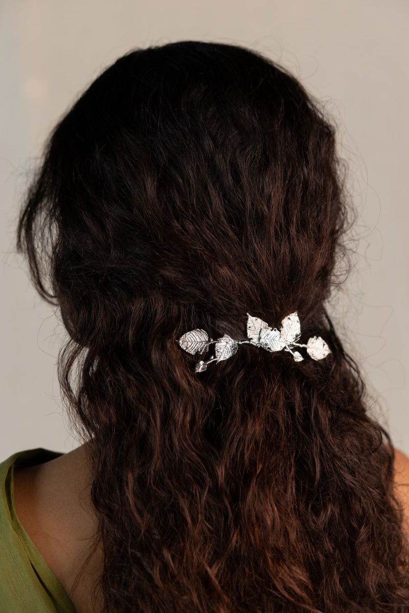 Nirjala hair pin 18k gold plated on brass hair accessorie by Aarjavee in gold for women Worldwide