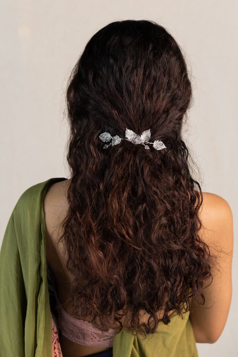 Nirjala hair pin 18k gold plated on brass hair accessorie by Aarjavee in gold for women Worldwide
