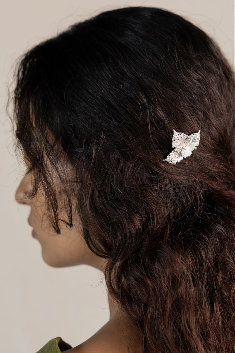 Lata hair pin 18k gold plated on brass hair accessorie by Aarjavee in gold for women Worldwide