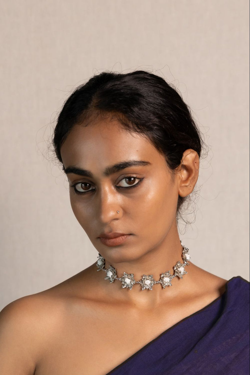 Parnika choker 18k gold plated on brass neckpiece by Aarjavee in gold for women Worldwide