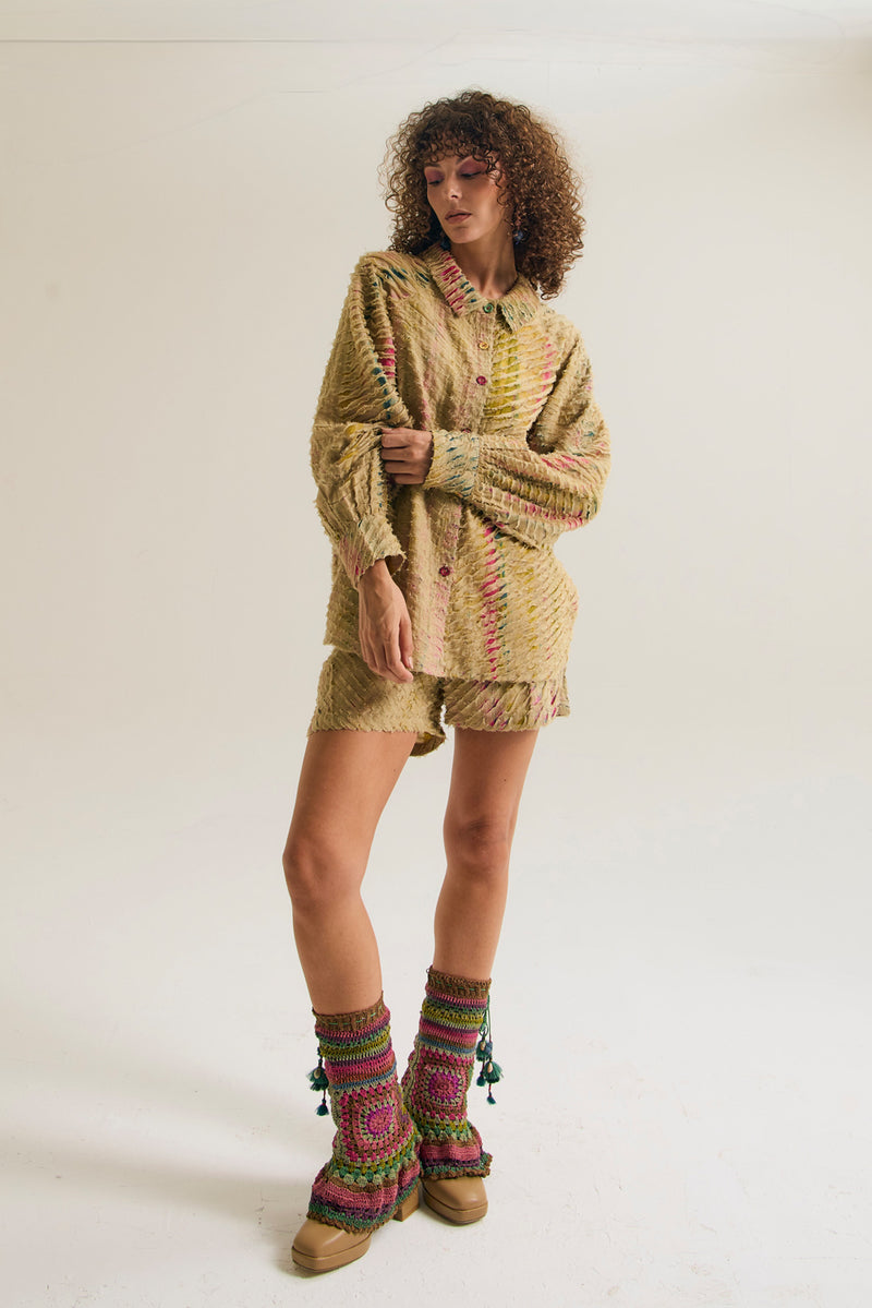 Petunia Set chanderi silk,cotton silk co-ord set by Capisvirleo in yellow for women Worldwide
