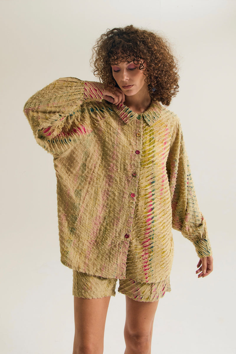 Petunia Set chanderi silk,cotton silk co-ord set by Capisvirleo in yellow for women Worldwide