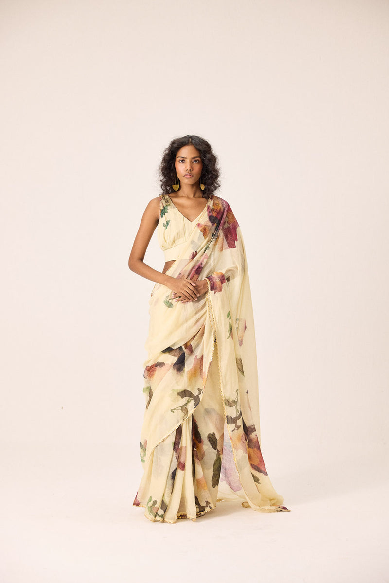 Soleil Blouse mul by Khara Kapas in yellow for women Worldwide