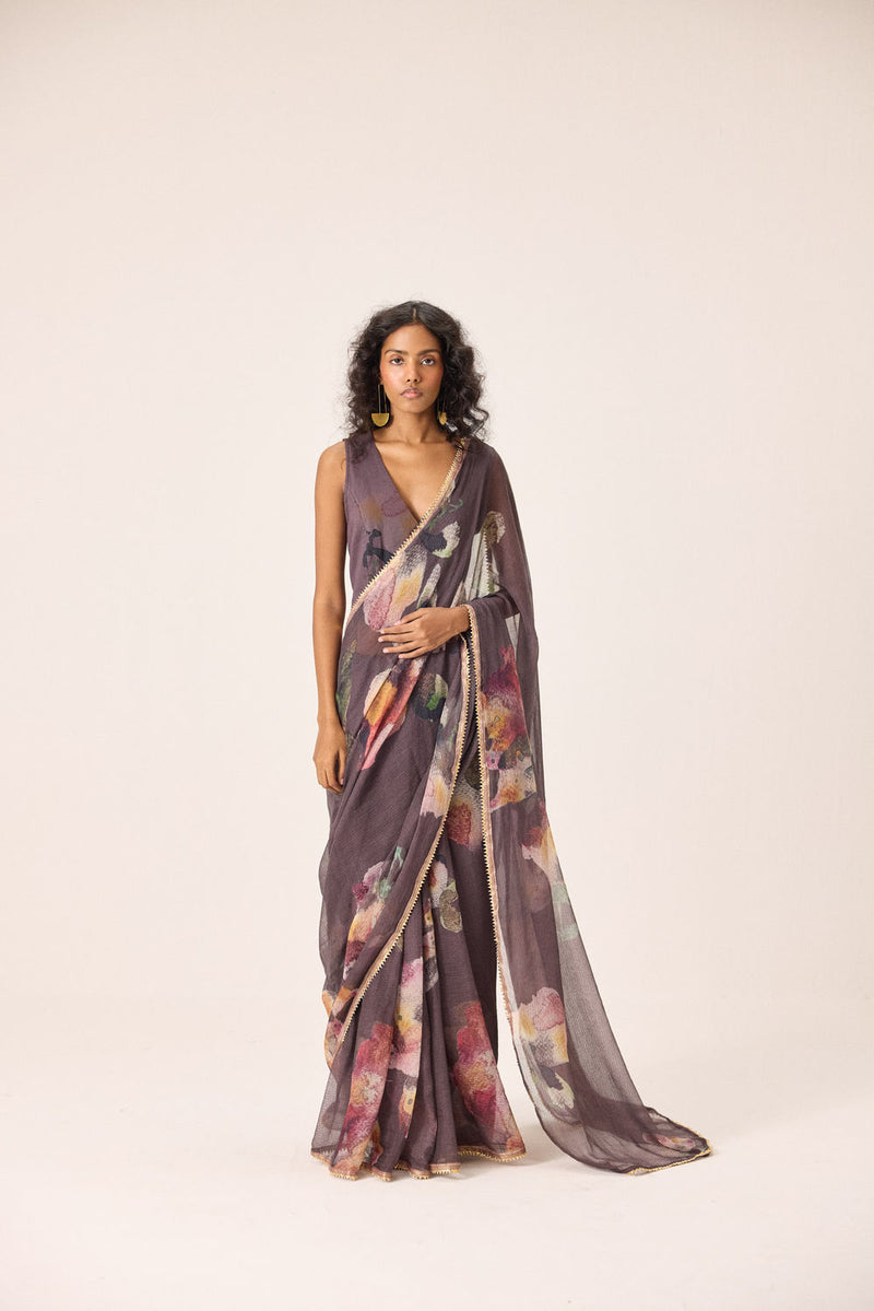 Inara Saree Set kota doria & mul by Khara Kapas in brown for women Worldwide