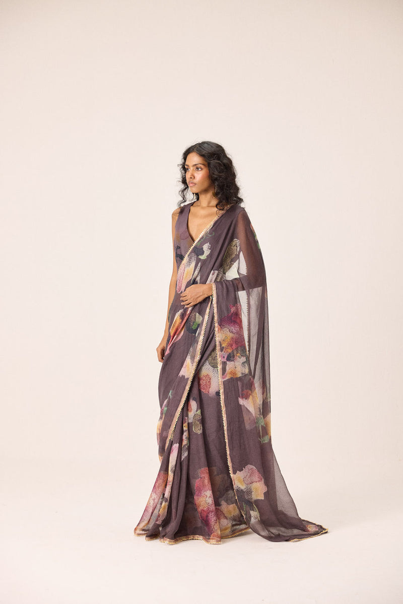 Inara Saree Set kota doria & mul by Khara Kapas in brown for women Worldwide