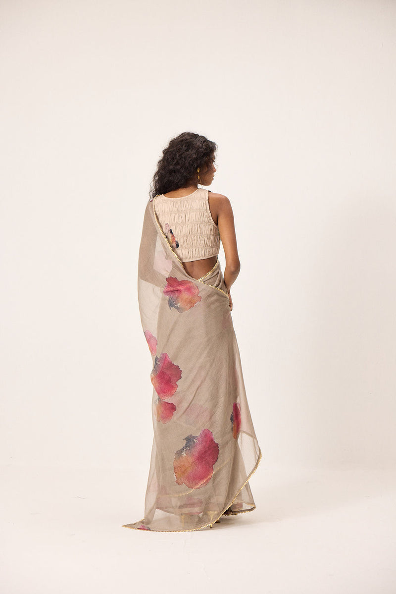 Elana Blouse mul by Khara Kapas in taupe for women Worldwide