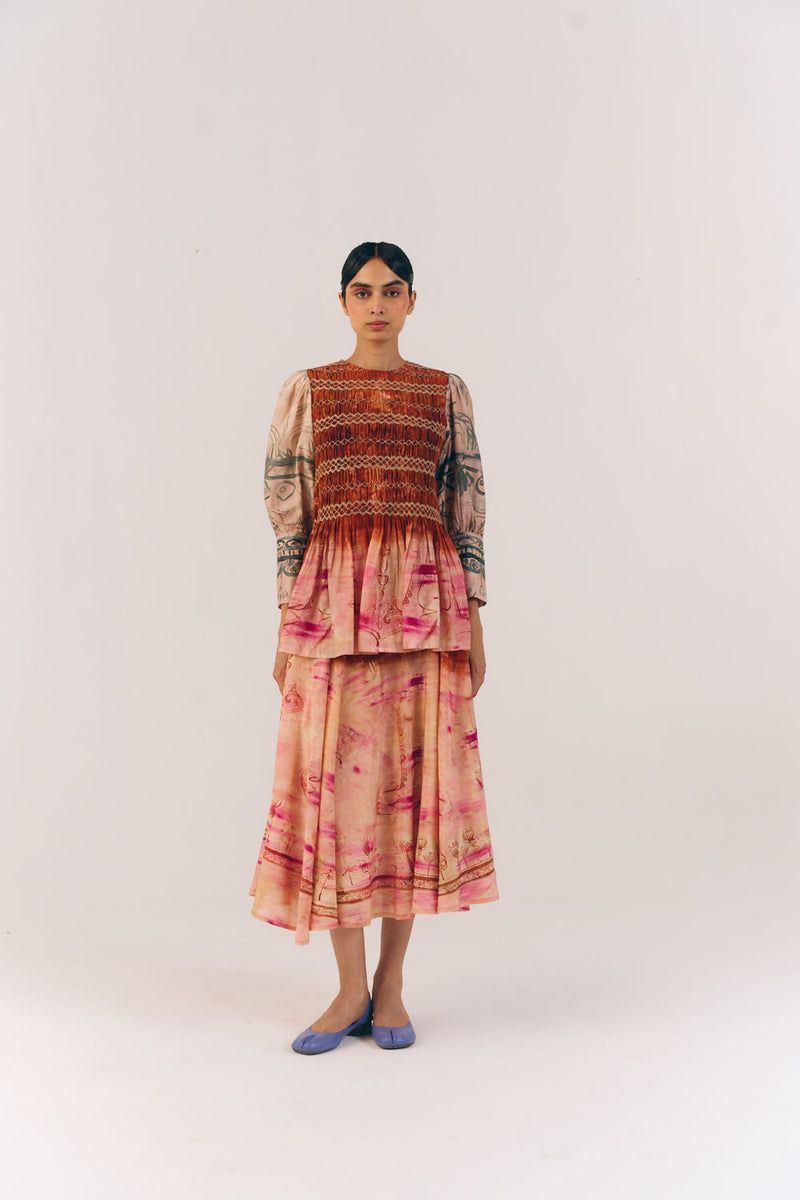 Gaia Set-Sai cotton silk co-ord set by CORD in multi-color for women Worldwide