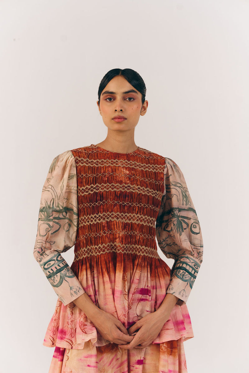 Gaia Set-Sai cotton silk co-ord set by CORD in multi-color for women Worldwide
