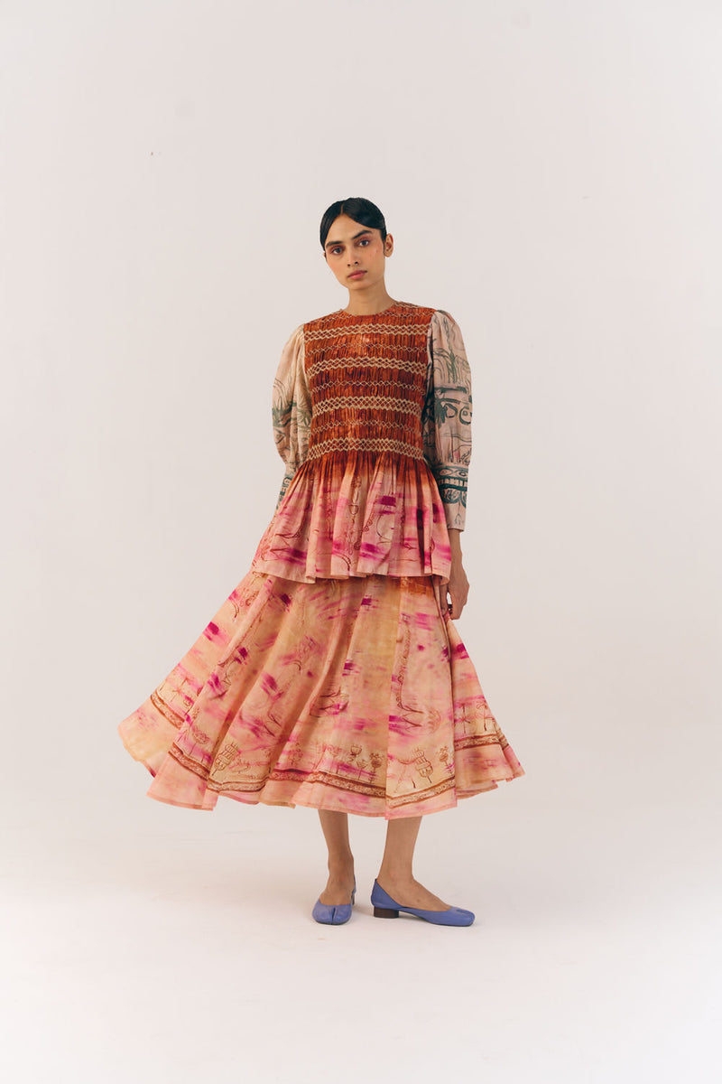 Gaia Set-Sai cotton silk co-ord set by CORD in multi-color for women Worldwide