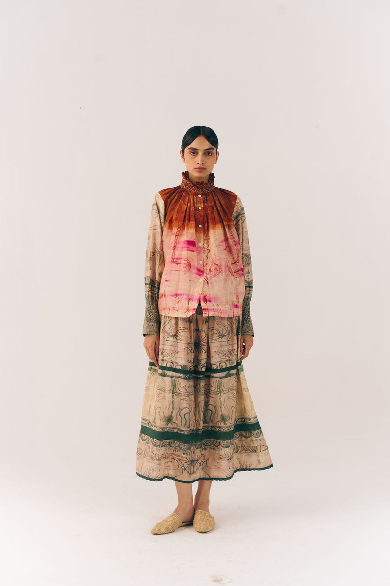 Farmer Set-Sai cotton silk co-ord set by CORD in multi-color for women Worldwide