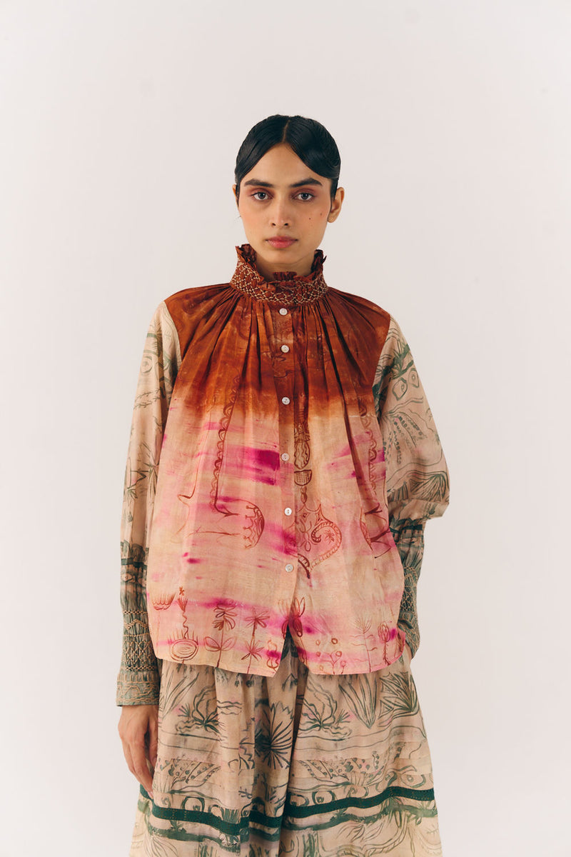 Farmer Set-Sai cotton silk co-ord set by CORD in multi-color for women Worldwide