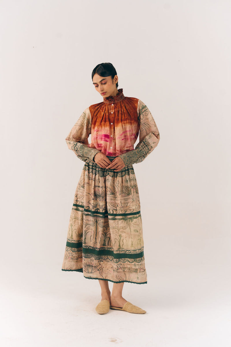 Farmer Set-Sai cotton silk co-ord set by CORD in multi-color for women Worldwide